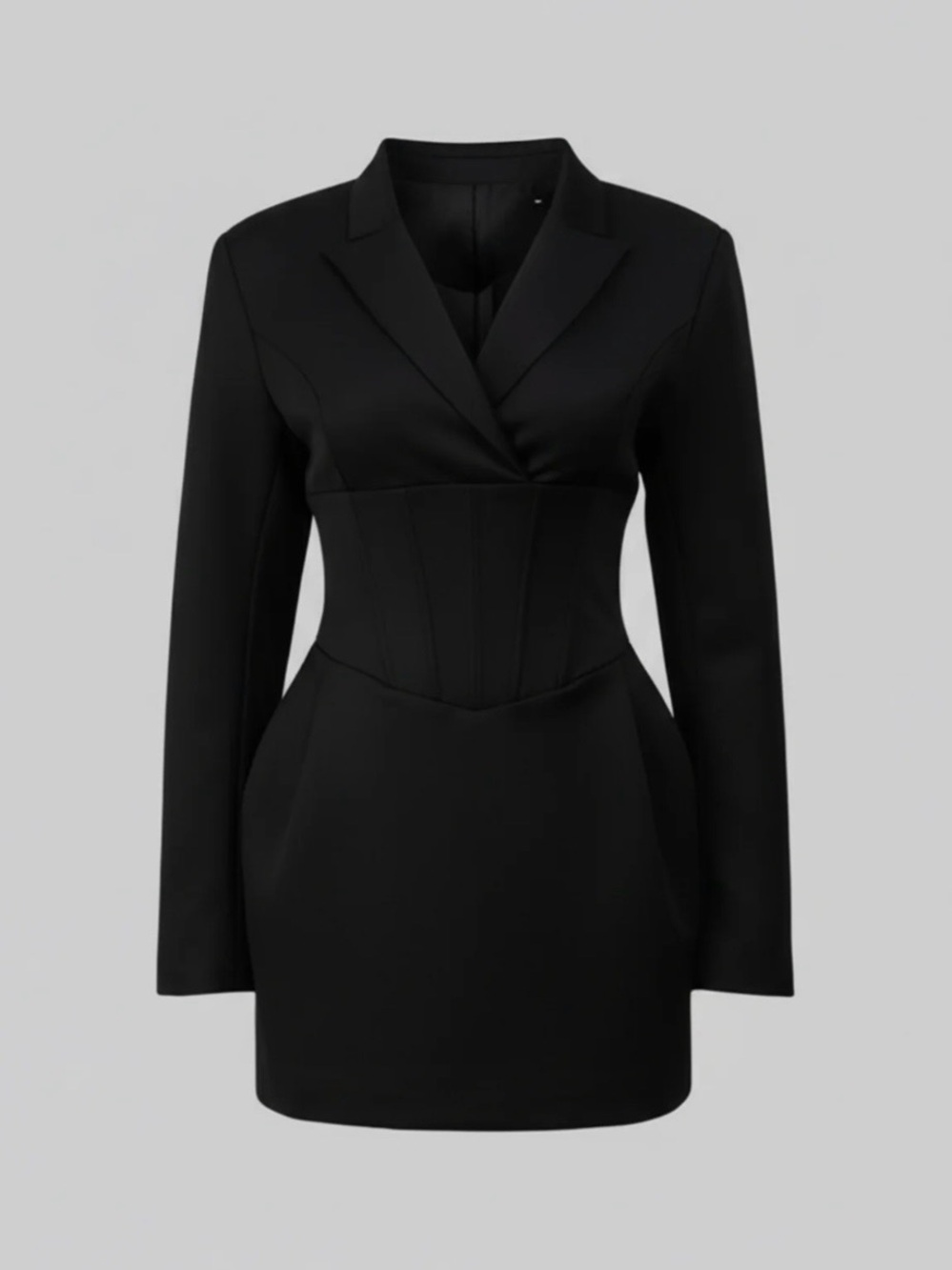 Sculpted Black Corset Blazer Mini Dress